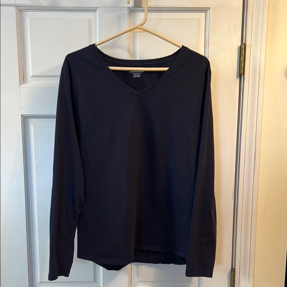 Navy Long Sleeve V-Neck Top